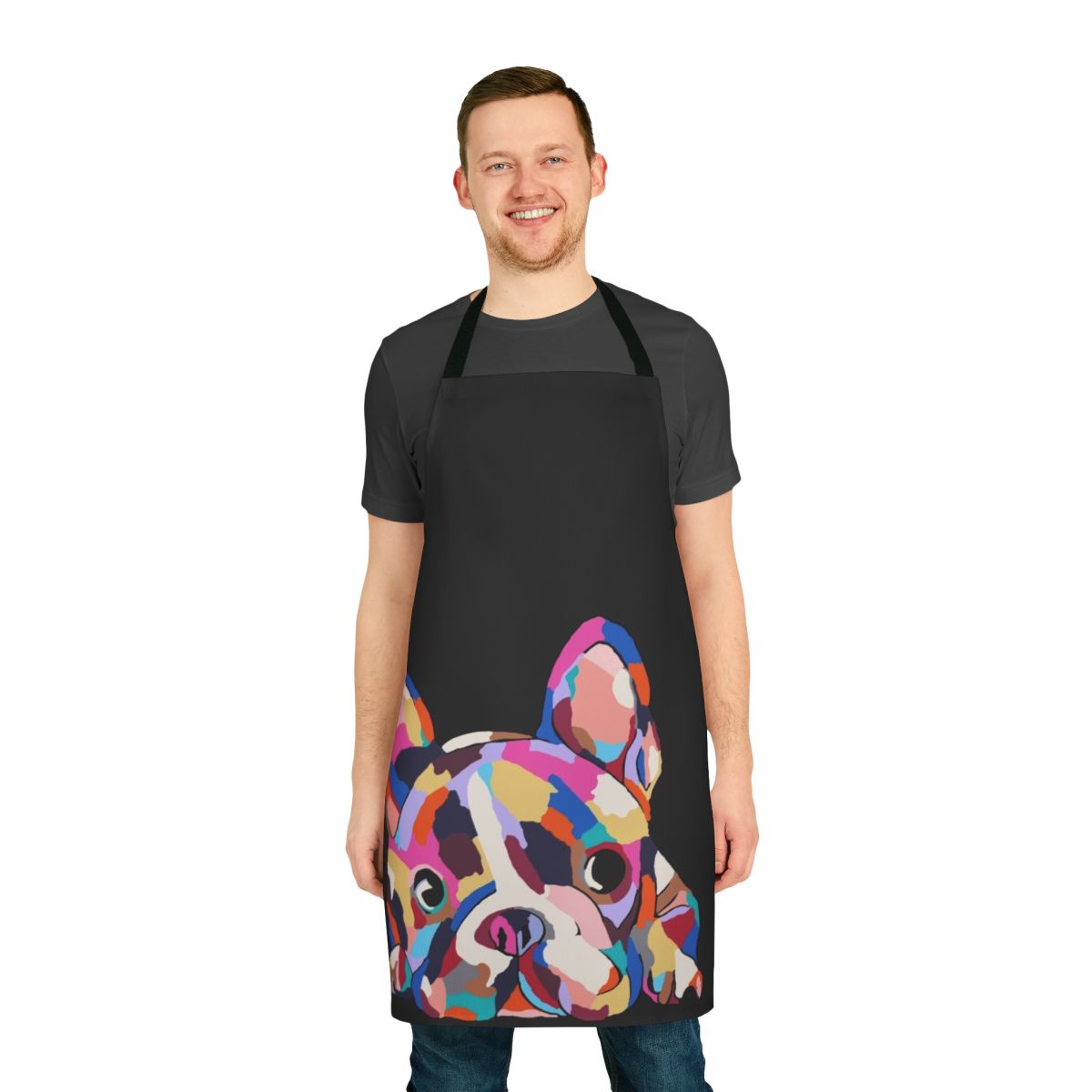 Zoe Apron featuring a cute dog design, perfect for pet owners