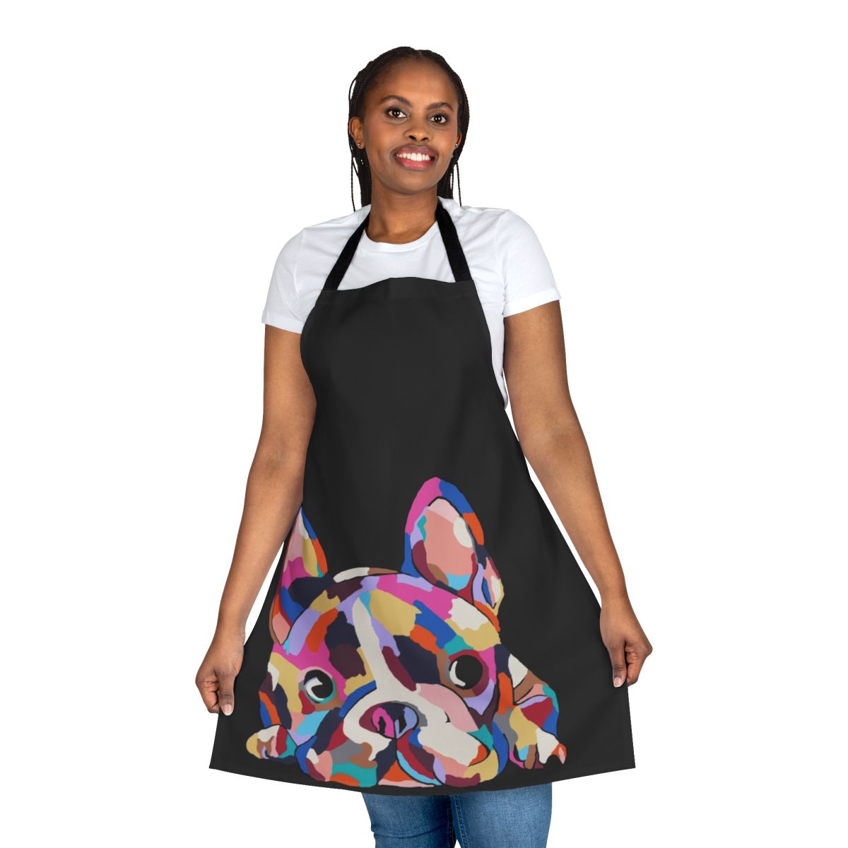 Zoe Apron featuring a cute dog design, perfect for pet owners