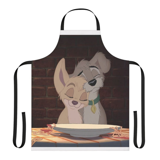 Apron featuring illustrated dogs in a playful, loving design