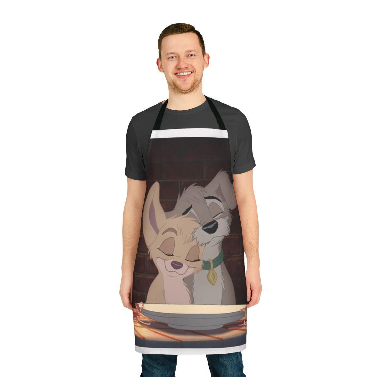 Apron featuring illustrated dogs in a playful, loving design