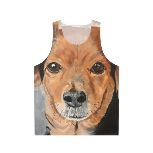 Unisex tank top featuring a charming dog portrait in acrylic paint