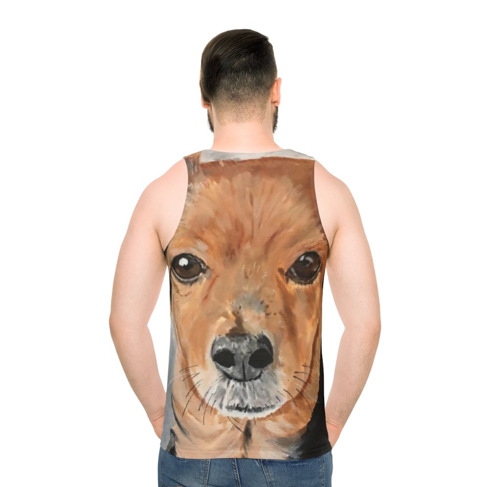 Unisex tank top featuring a charming dog portrait in acrylic paint