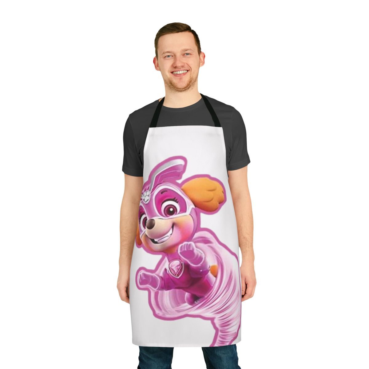 A colorful apron featuring the Paw Patrol mascot Skye, perfect for dog lovers and Paw Patrol enthusiasts.
