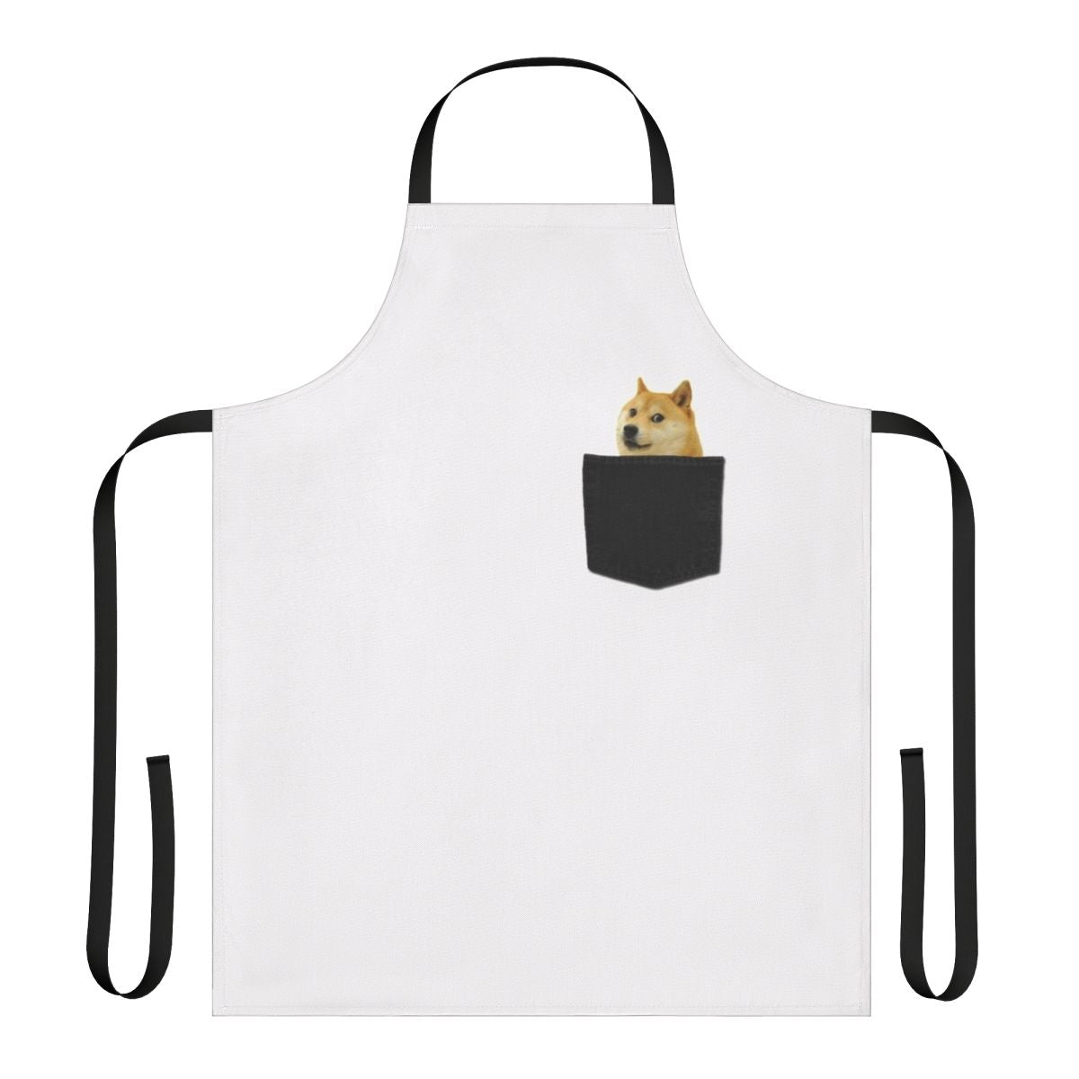 Stylish black apron with a cute doge dog graphic design