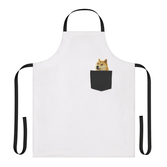 Stylish black apron with a cute doge dog graphic design