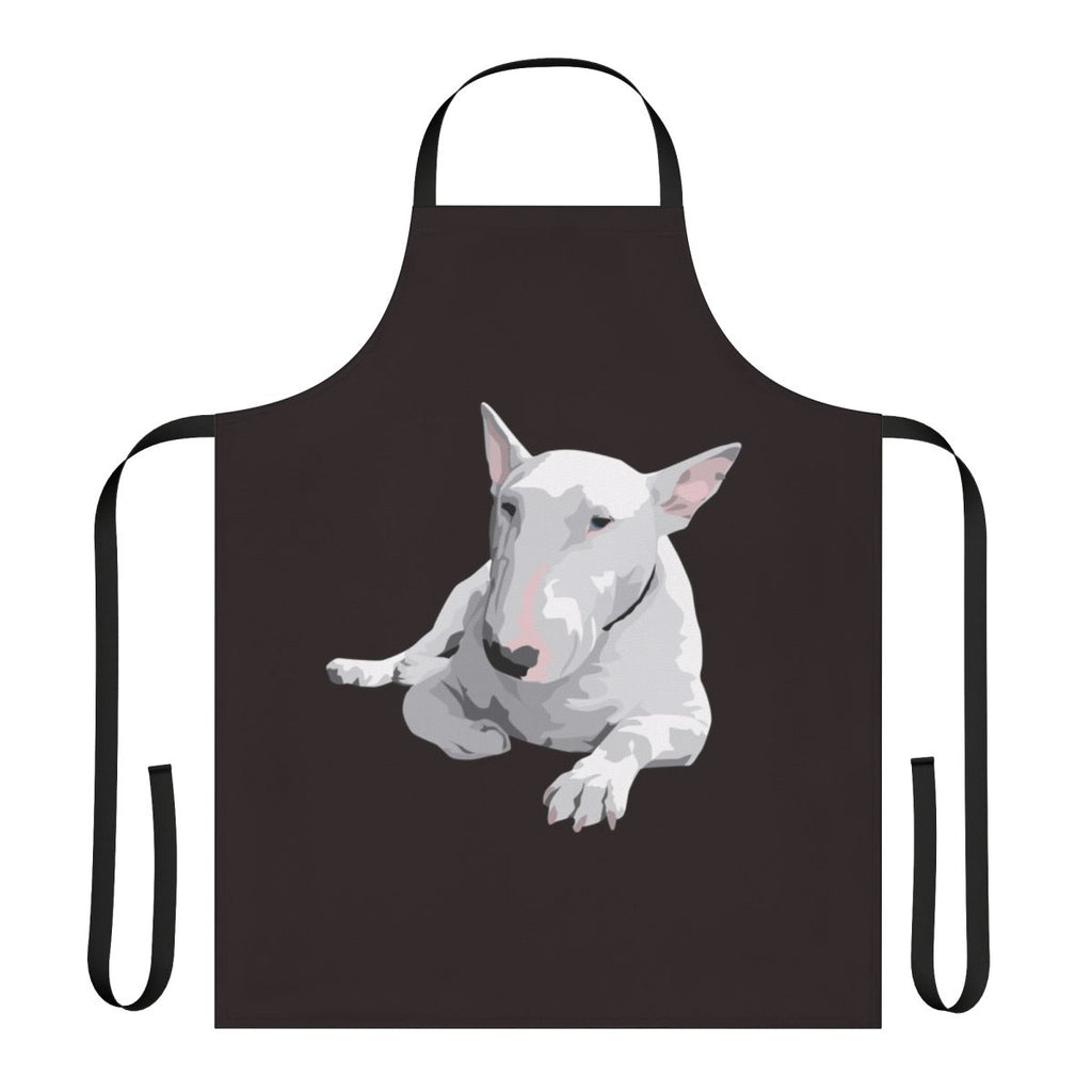 A high-quality apron featuring an artistic design of an English Bull Terrier, perfect for dog owners and enthusiasts.
