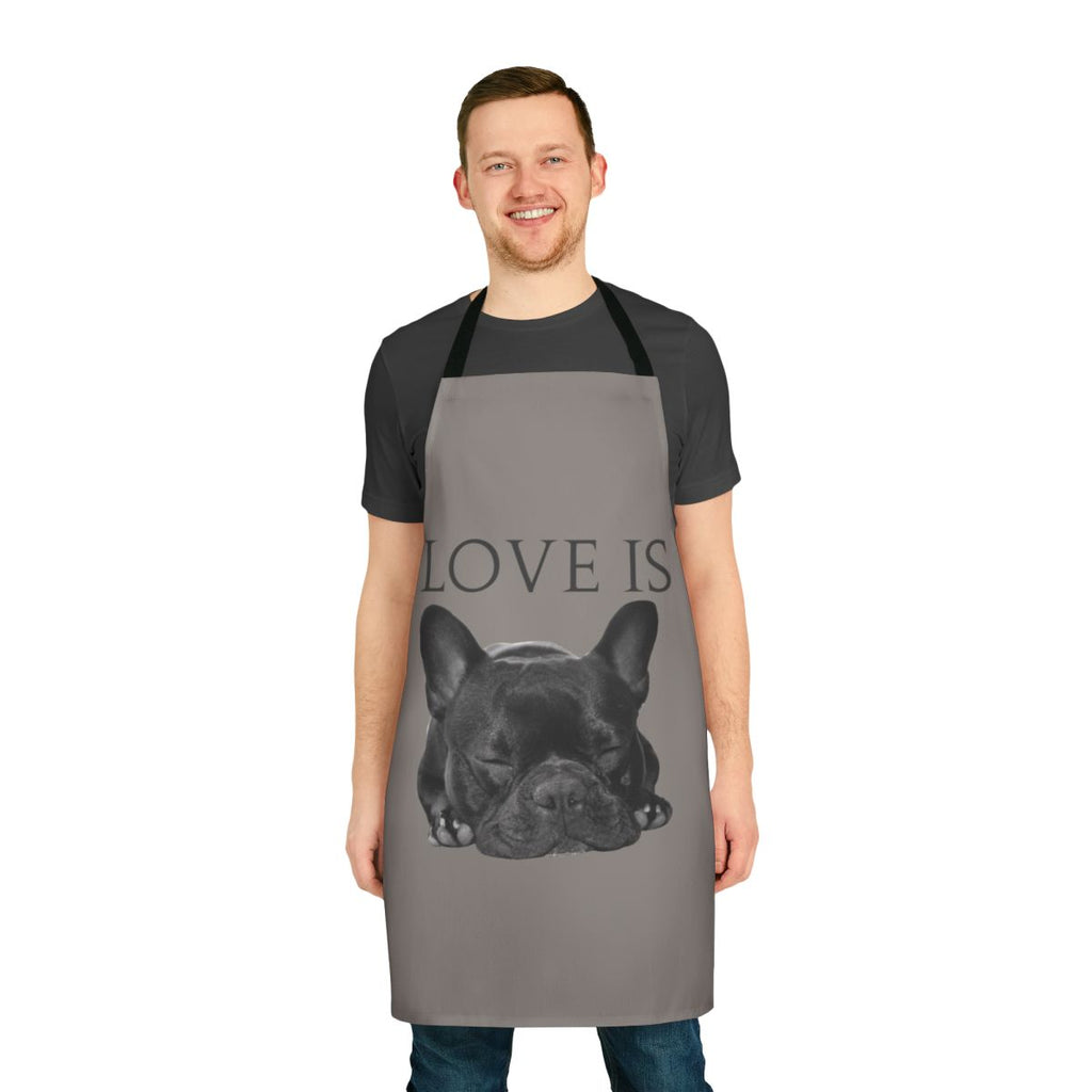 Stylish black and white french bulldog apron with a cute design for dog owners