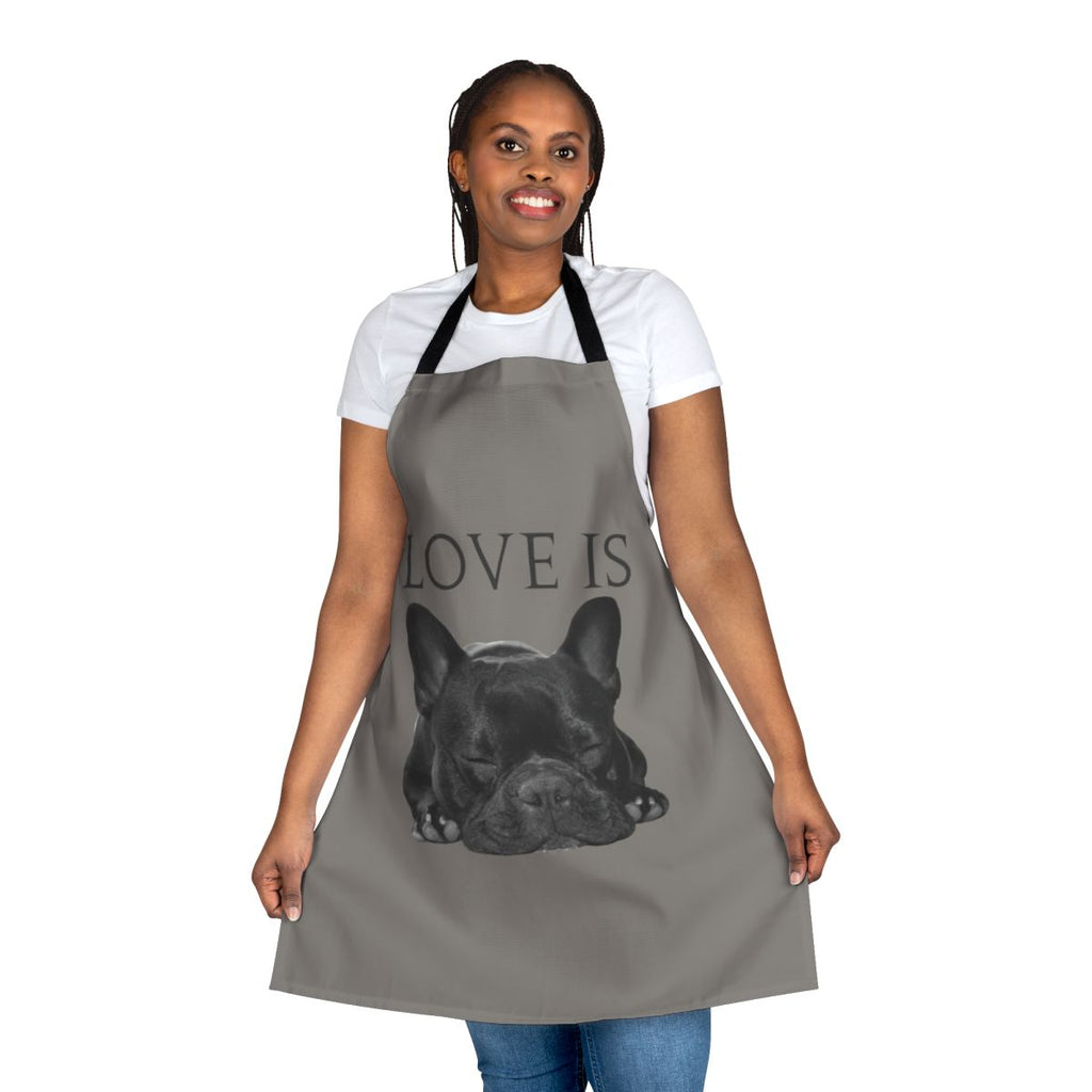 Stylish black and white french bulldog apron with a cute design for dog owners
