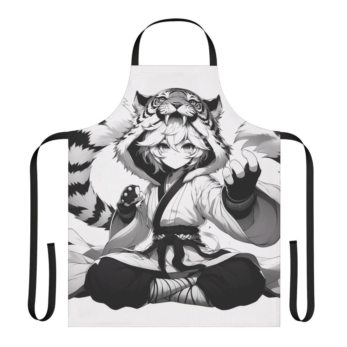 A whimsical apron featuring a playful, anthropomorphic animal design