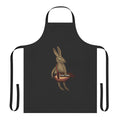Charming apron featuring a hare playing a hurdy-gurdy musical instrument