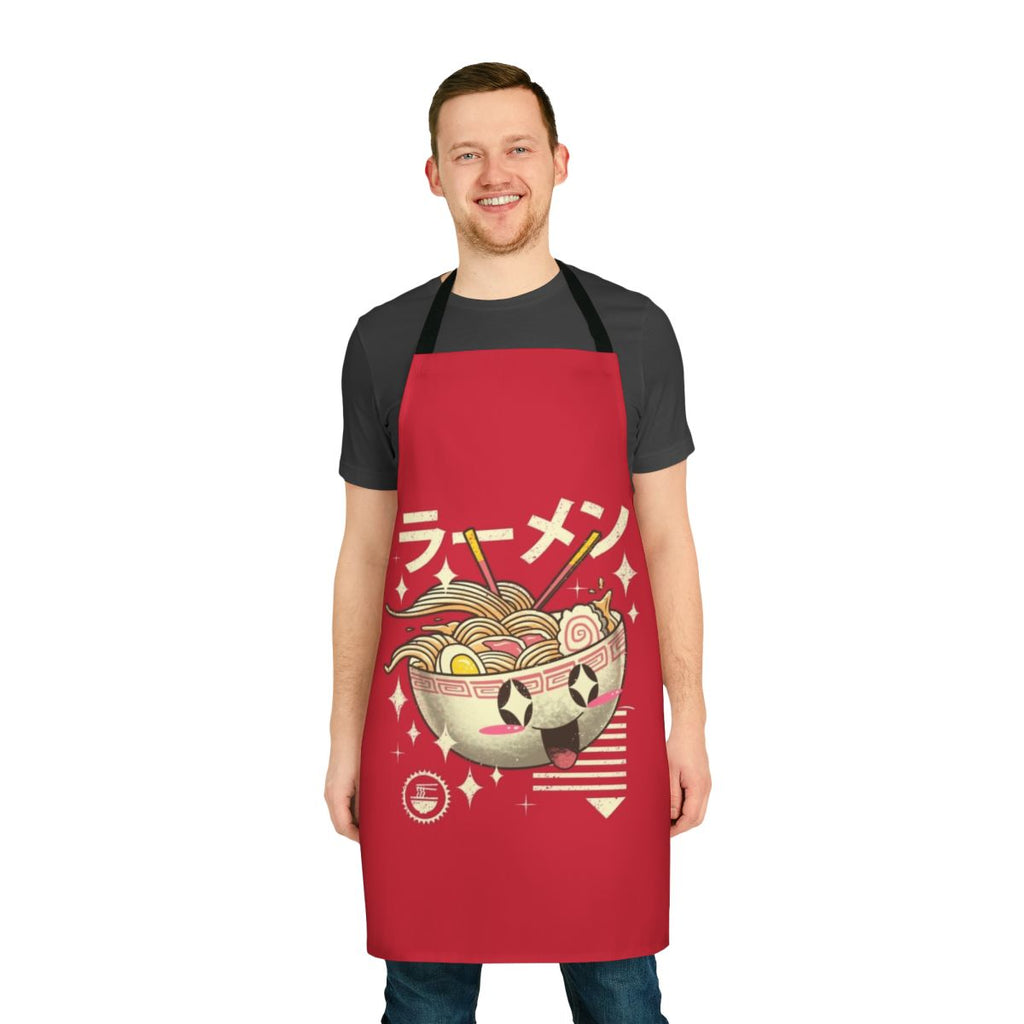 Charming kawaii ramen-themed apron for the kitchen