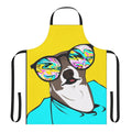 A white apron with a cute Kermit the Frog-themed design, perfect for dog owners who love to cook or bake.