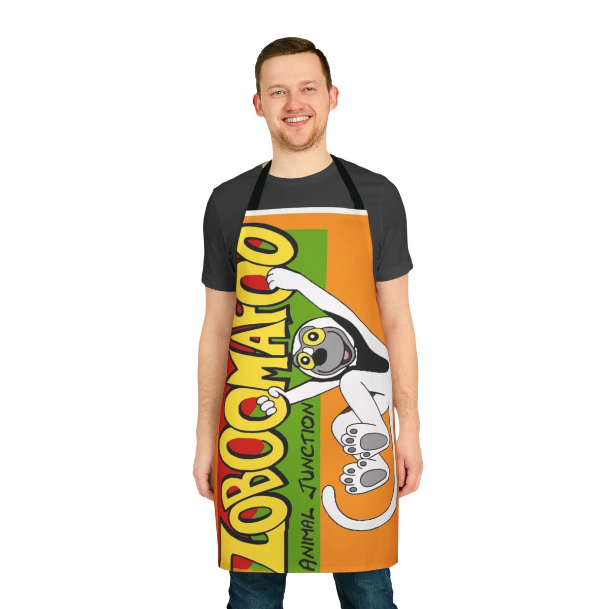 Zoboomafoo-inspired apron featuring a lemur design for kids