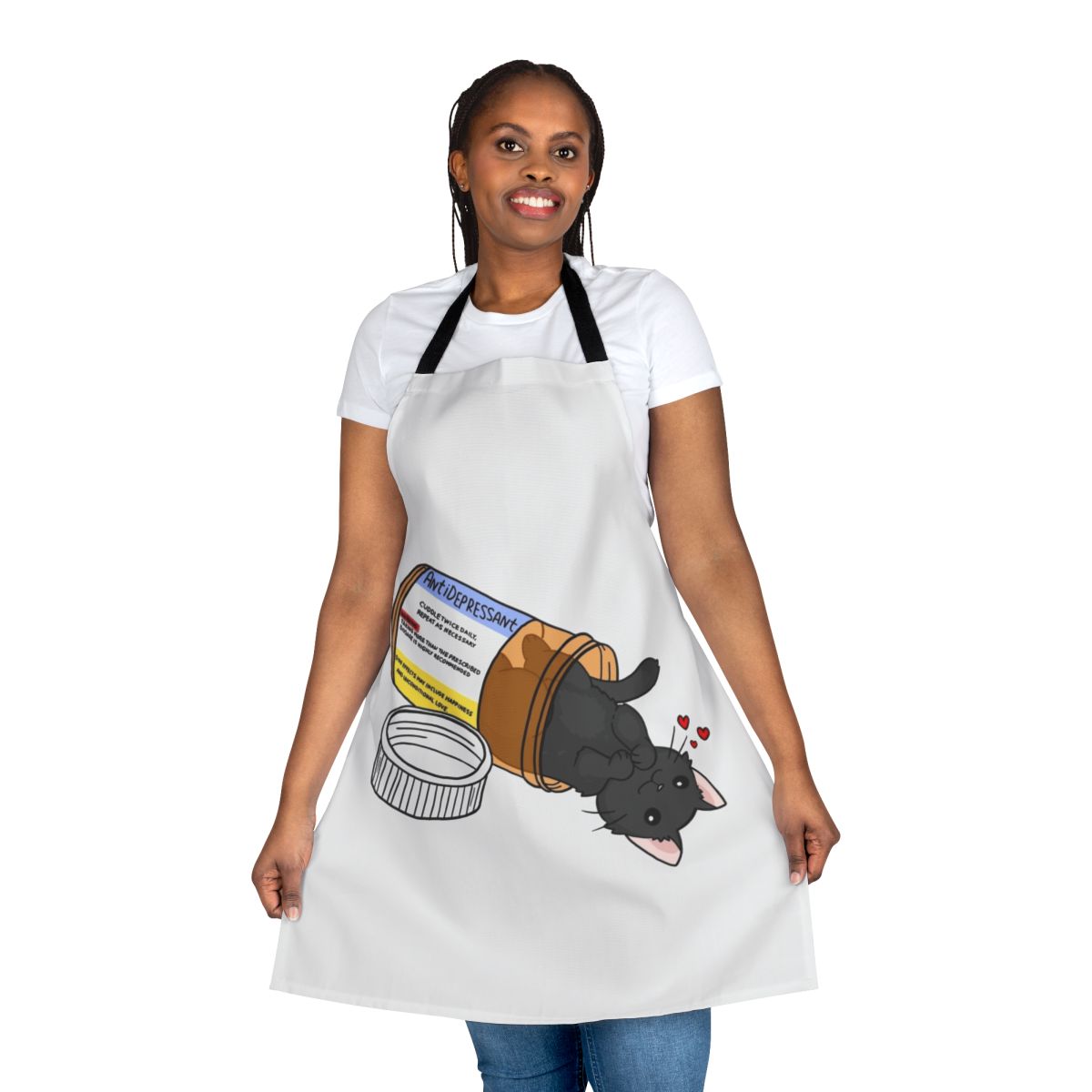 Adorable kitty apron with cartoon design for a mood-lifting experience