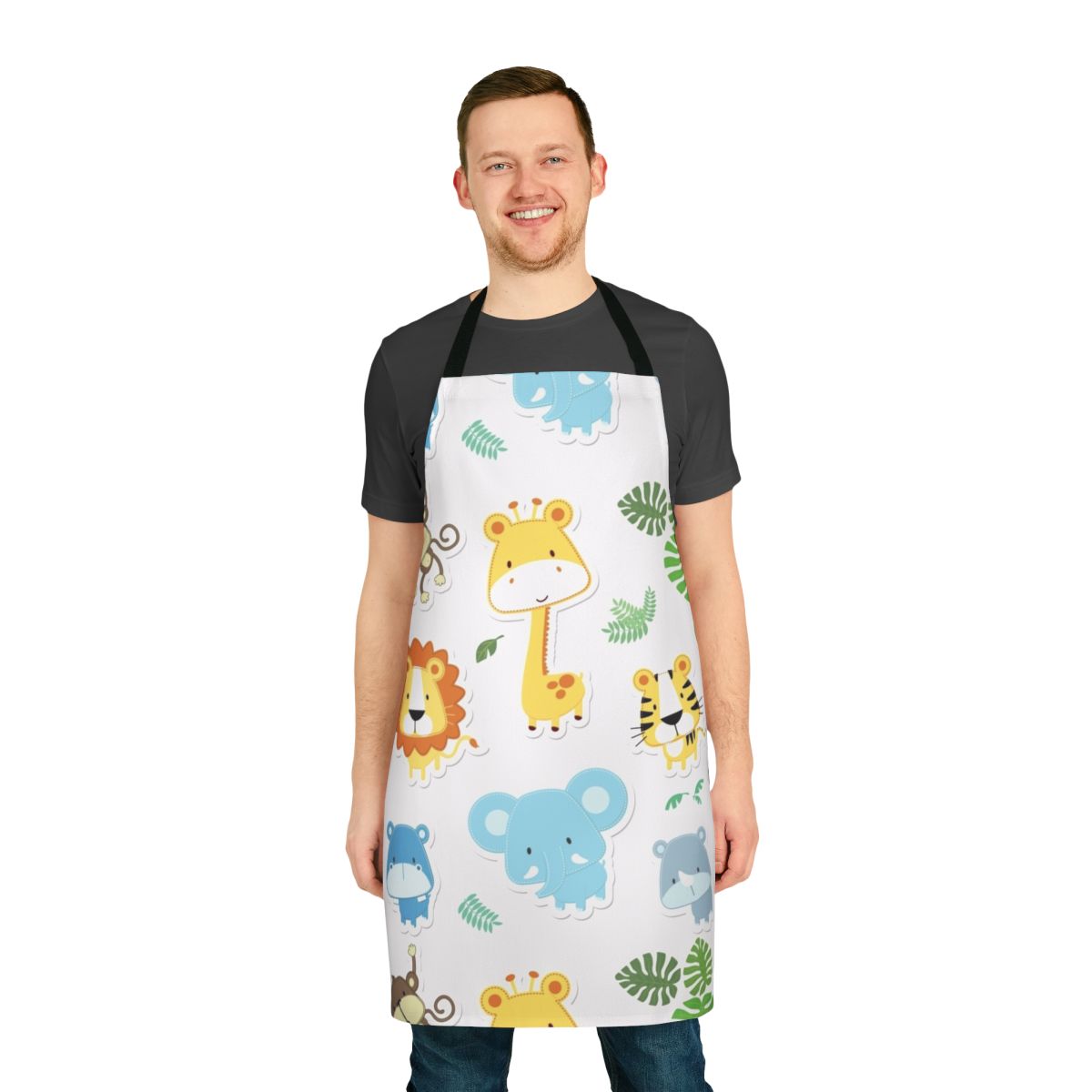 Whimsical apron featuring cute baby animal designs for adult baby diaper lovers