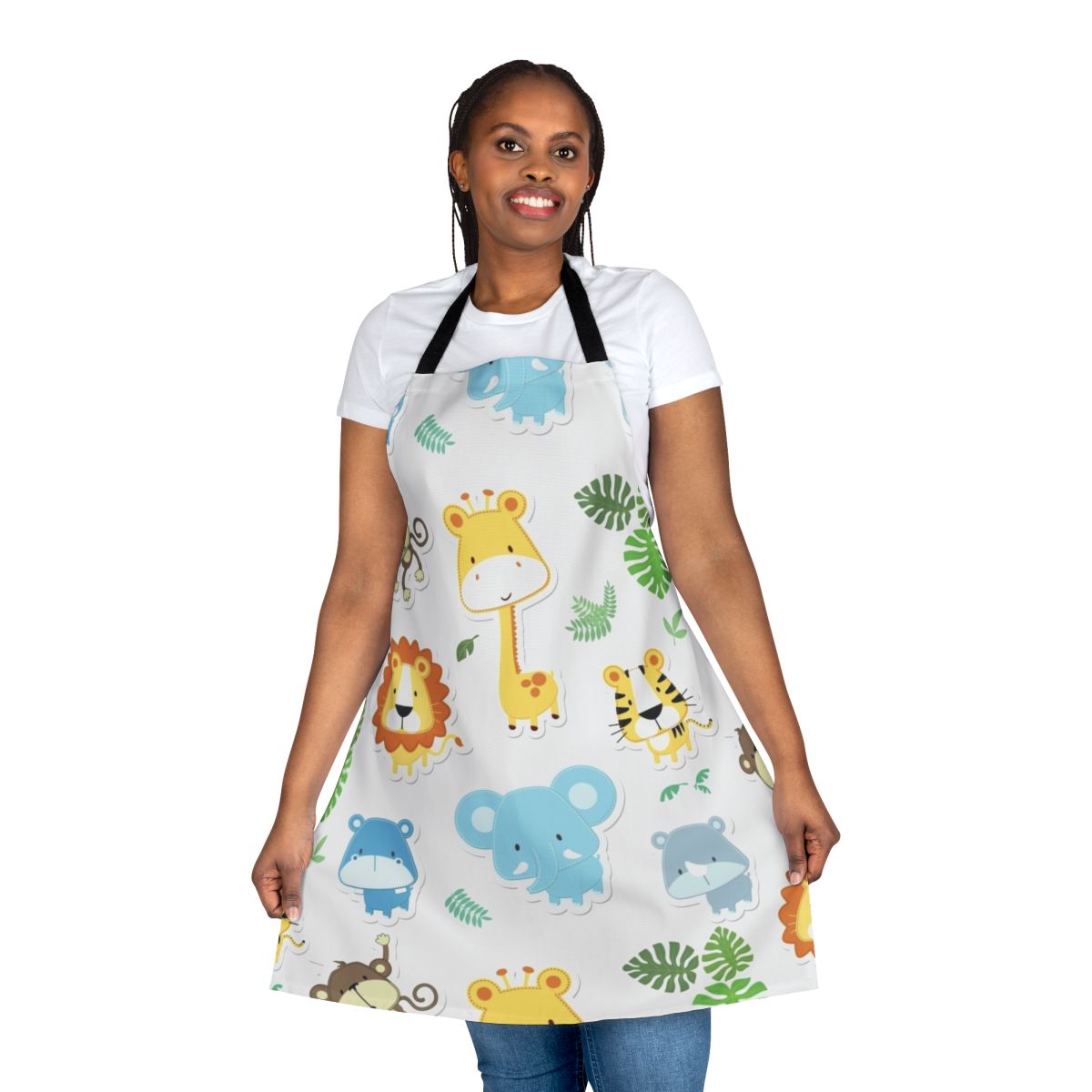 Whimsical apron featuring cute baby animal designs for adult baby diaper lovers