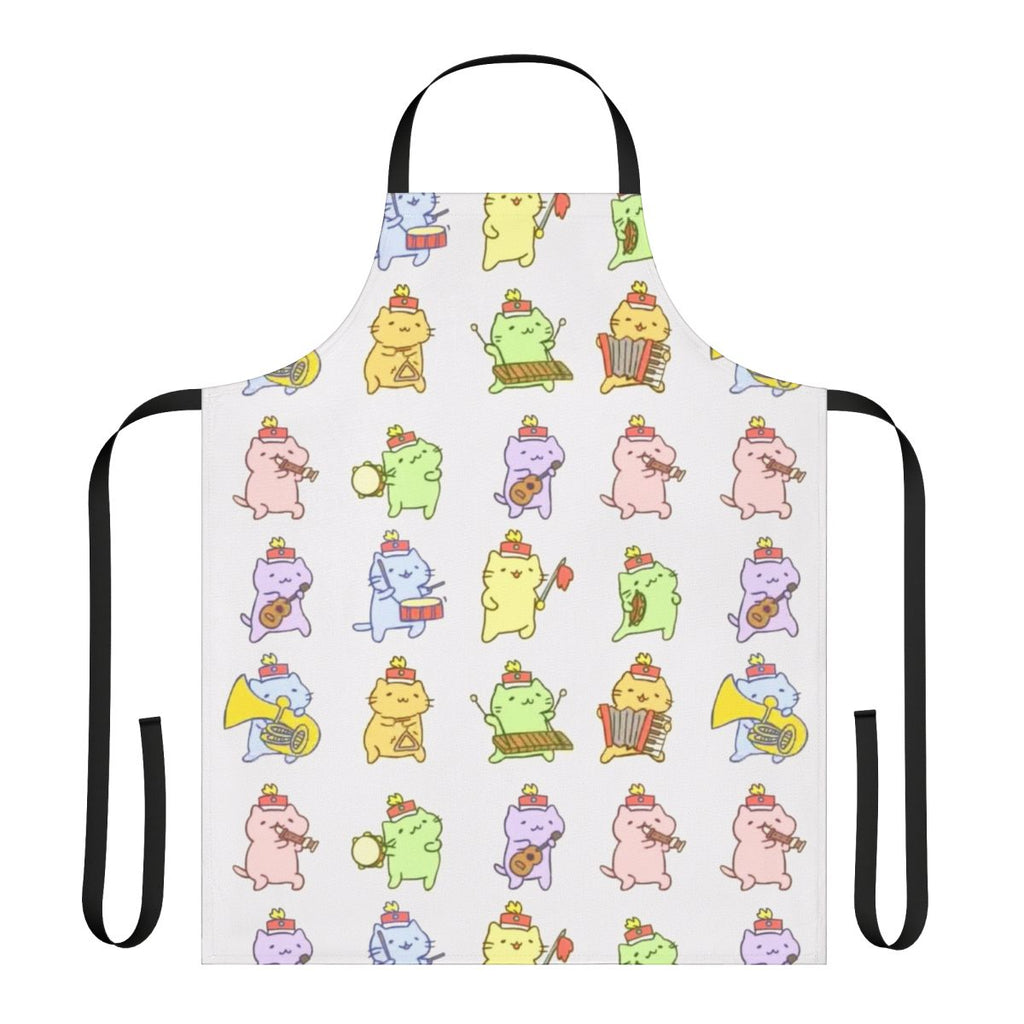Mitchiri Neko inspired apron with cute cartoon cats and Japanese text