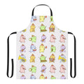 Mitchiri Neko inspired apron with cute cartoon cats and Japanese text