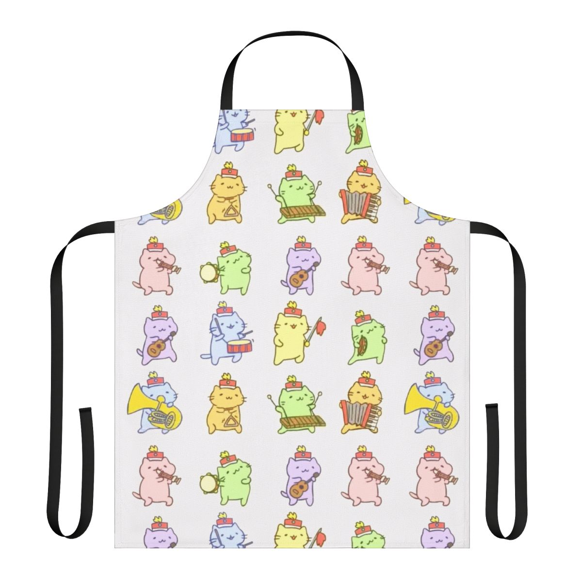Mitchiri Neko inspired apron with cute cartoon cats and Japanese text