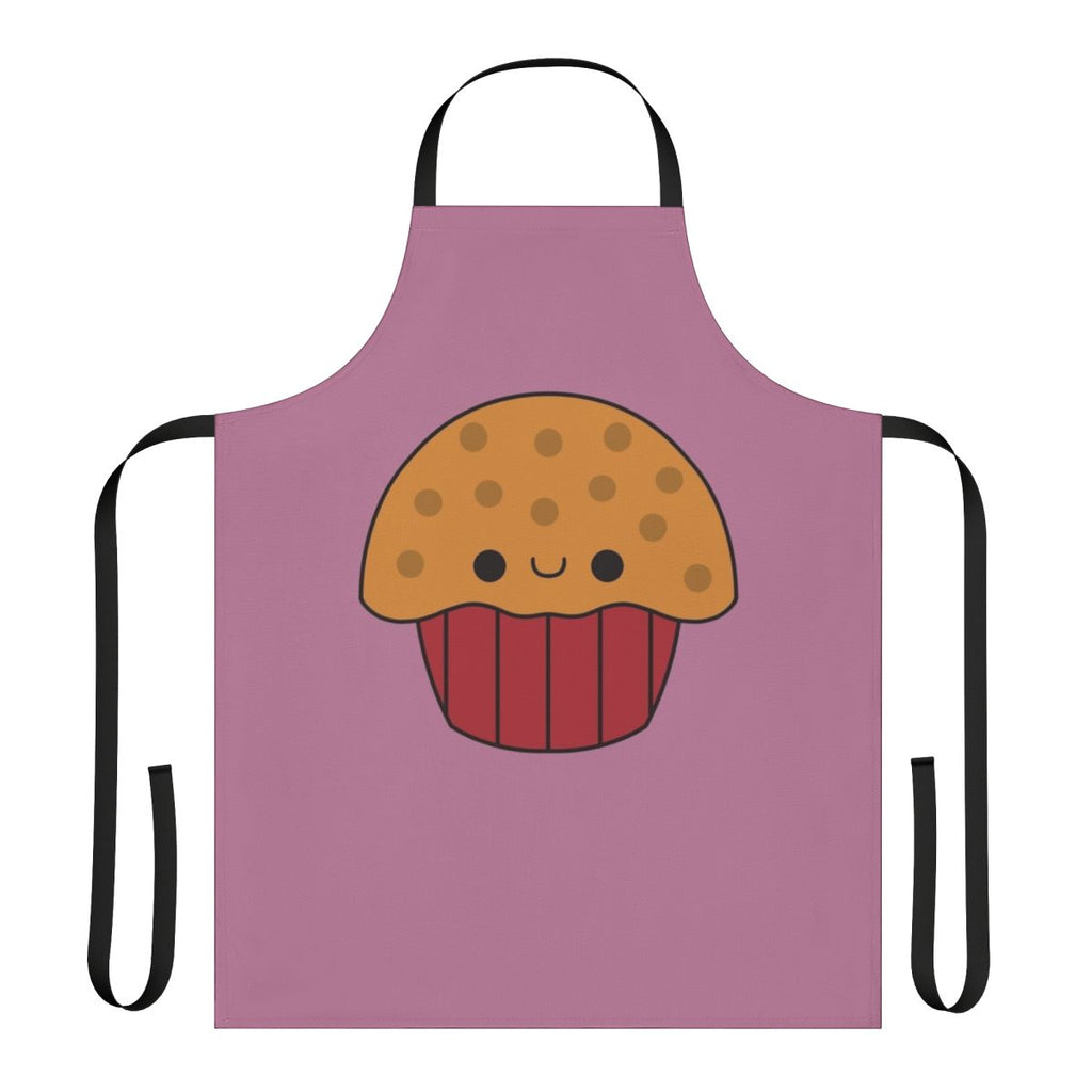 A vibrant and whimsical apron featuring a cute and kawaii muffin design, perfect for hobby chefs and baking lovers.