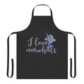 A purple and pink apron with a cute narwhal design, ideal for cooking and baking enthusiasts.