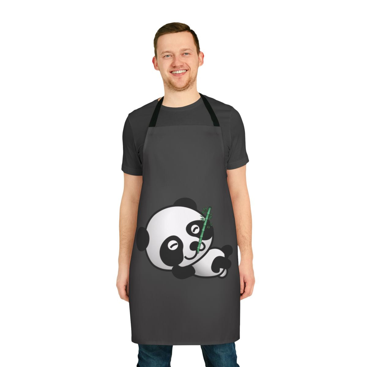 Panda-themed apron with colorful, abstract legendary animal artwork