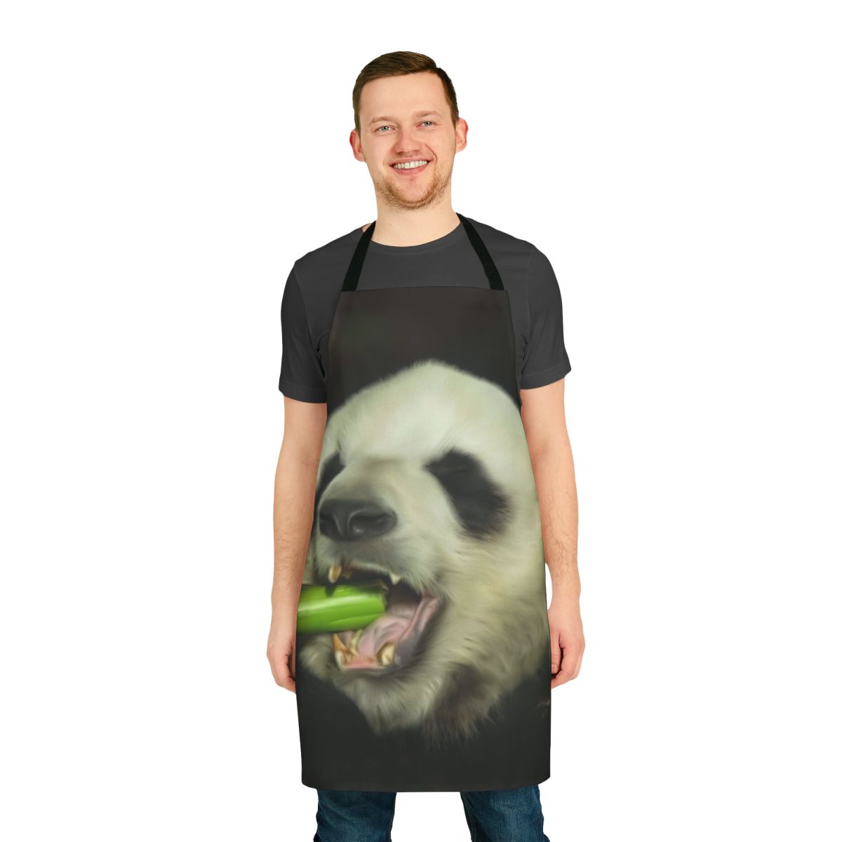 Panda bear design printed on a high-quality apron for cooking and kitchen use