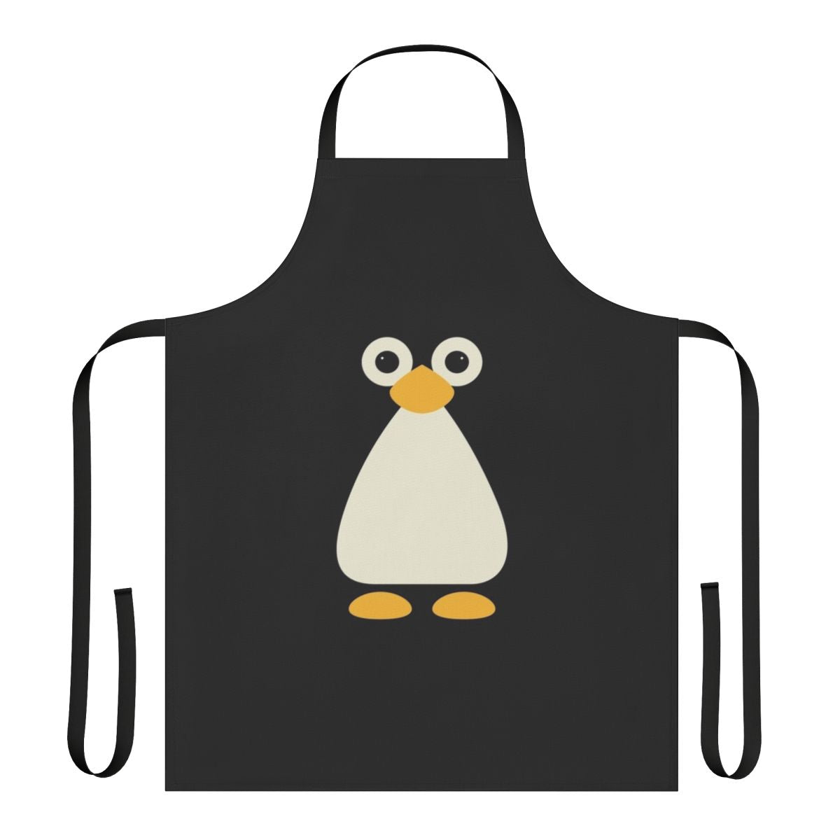 Penguin-patterned apron with cute cartoon penguins in an arctic setting