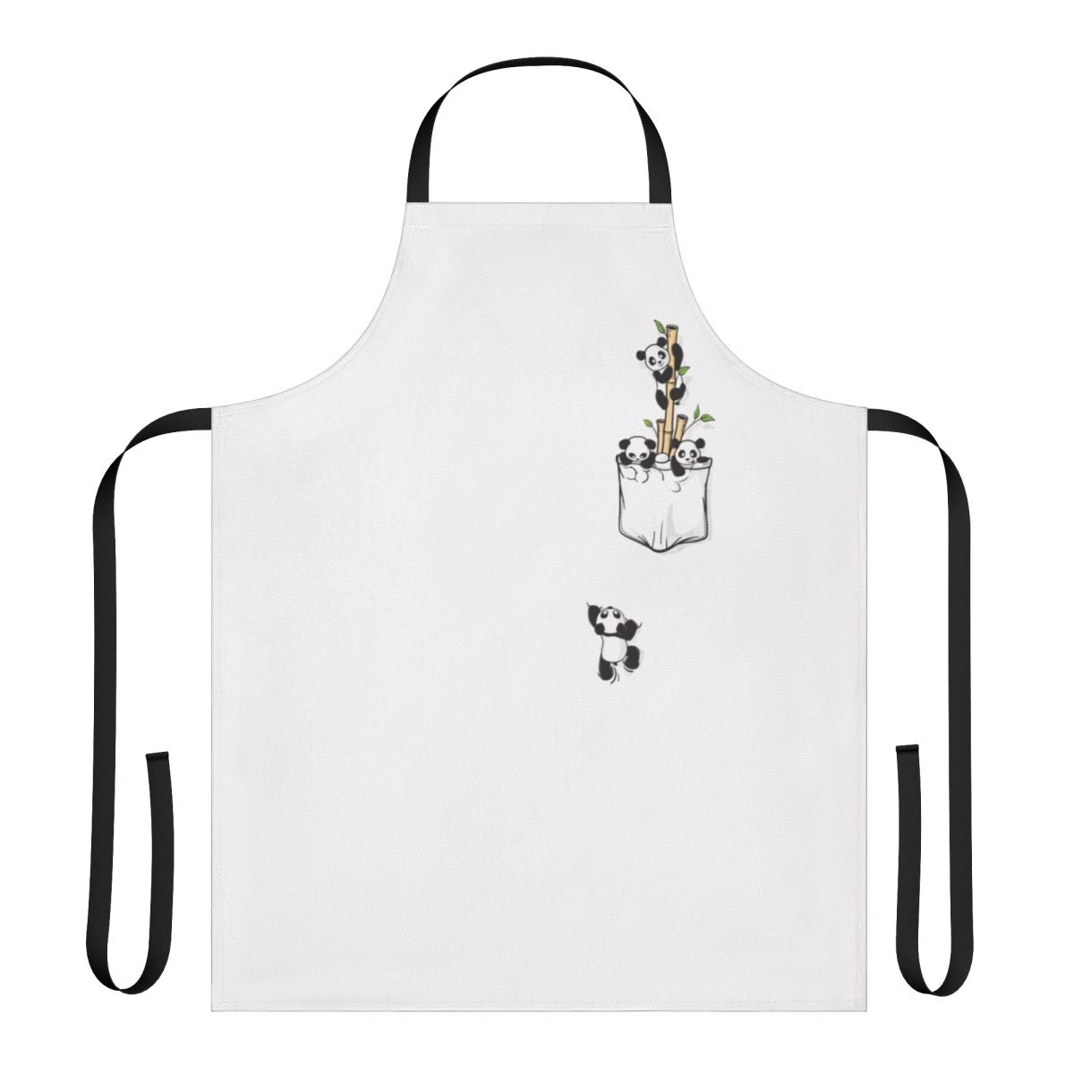Pocket pandas design printed on a high-quality apron