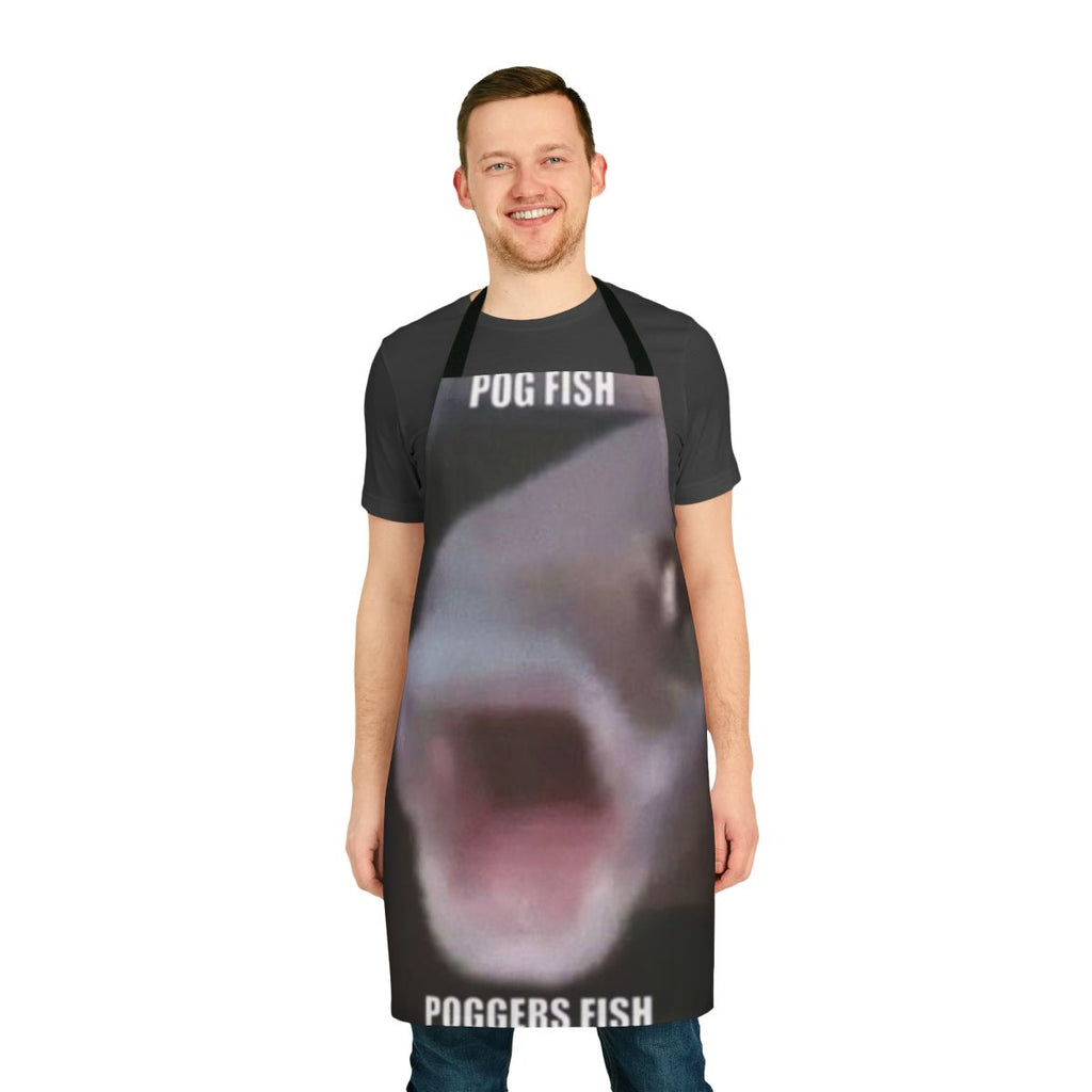 Vibrant illustration of a pog fish or poggers fish design on a high-quality apron