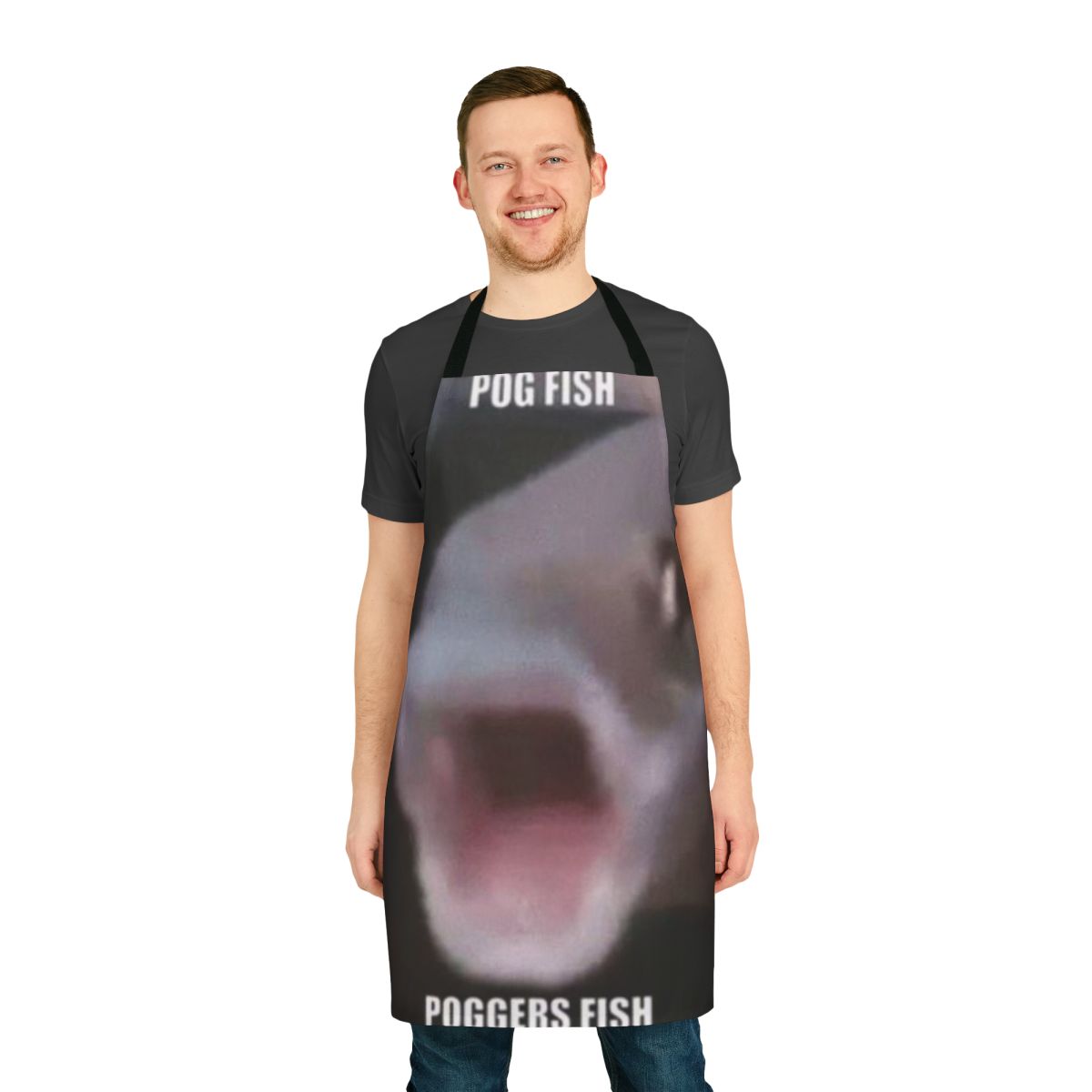 Vibrant illustration of a pog fish or poggers fish design on a high-quality apron