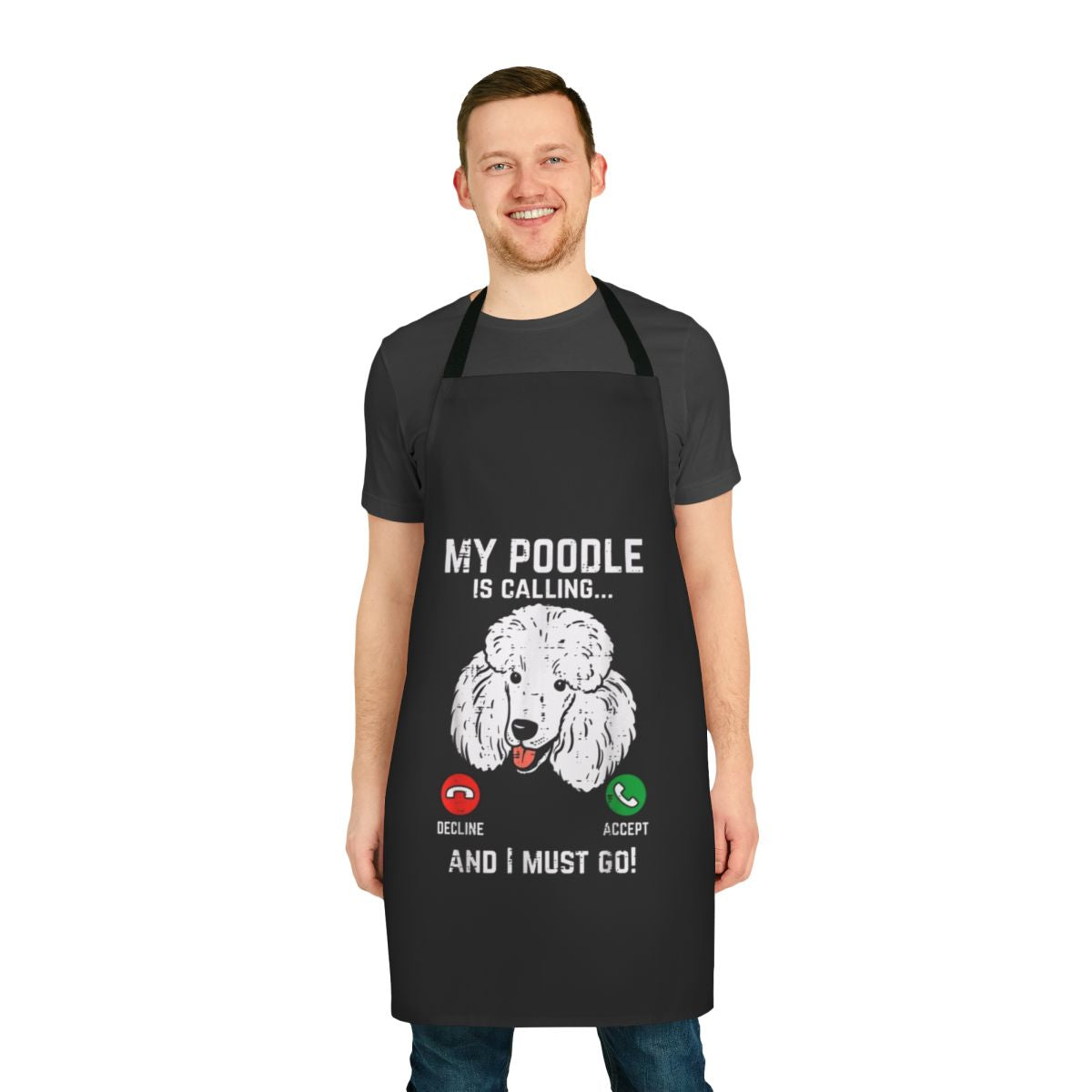 Funny apron with a poodle design for poodle owners and dog lovers