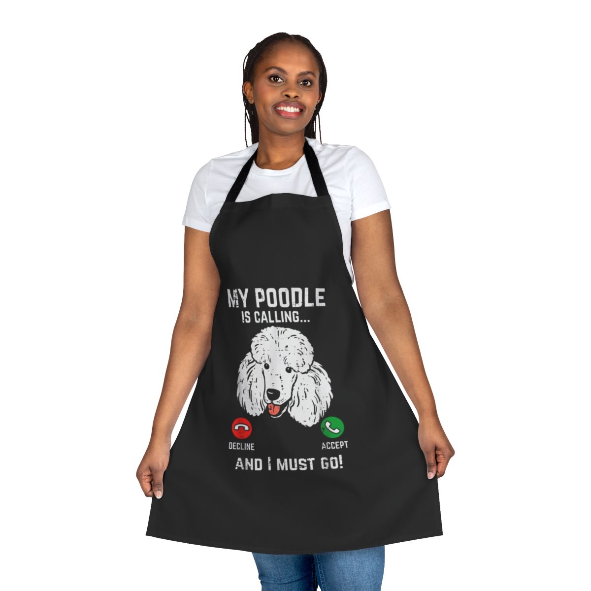 Funny apron with a poodle design for poodle owners and dog lovers