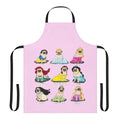 Pug wearing a princess-themed apron