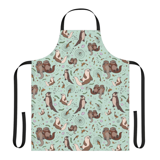 A vibrant apron featuring a playful sea otter design