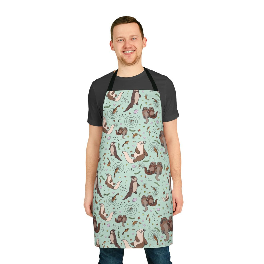A vibrant apron featuring a playful sea otter design