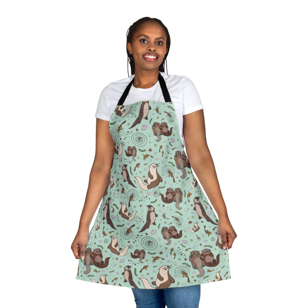 A vibrant apron featuring a playful sea otter design