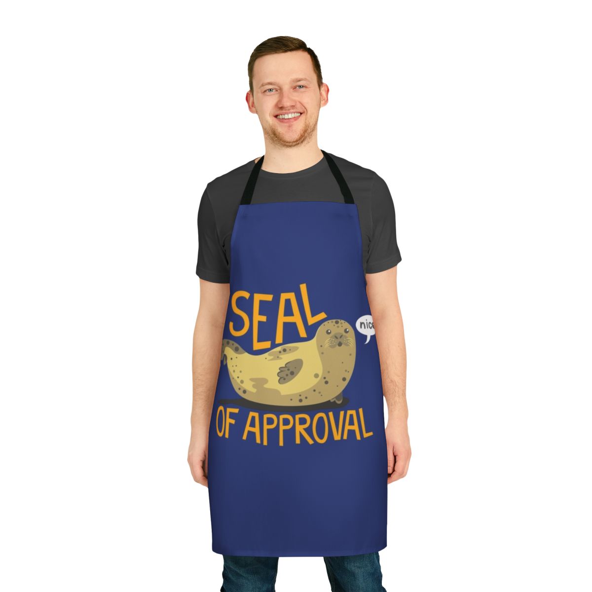 Illustration of a seal printed on a high-quality apron