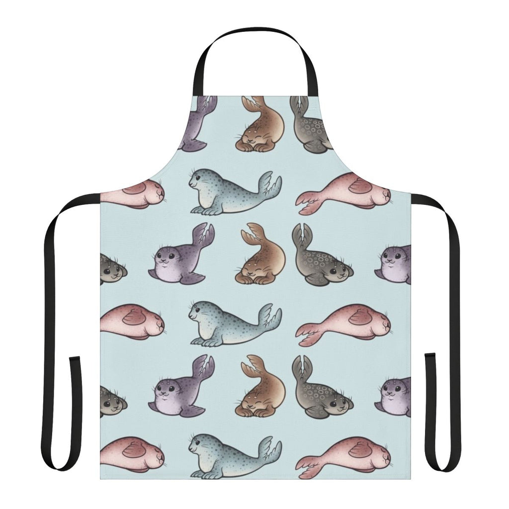 Illustration of cute seals on a white apron