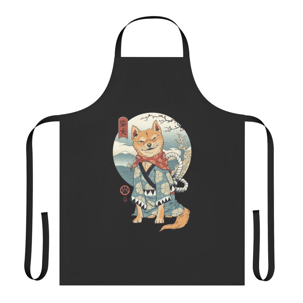 Vibrant Shiba Inu dog artwork printed on a high-quality kitchen apron