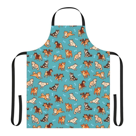 Shiba Inu Apron with Cute Blue Dog Pattern