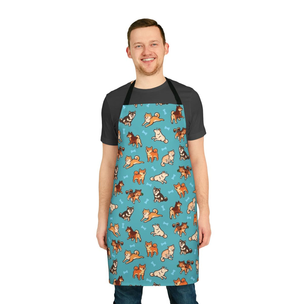 Shiba Inu Apron with Cute Blue Dog Pattern