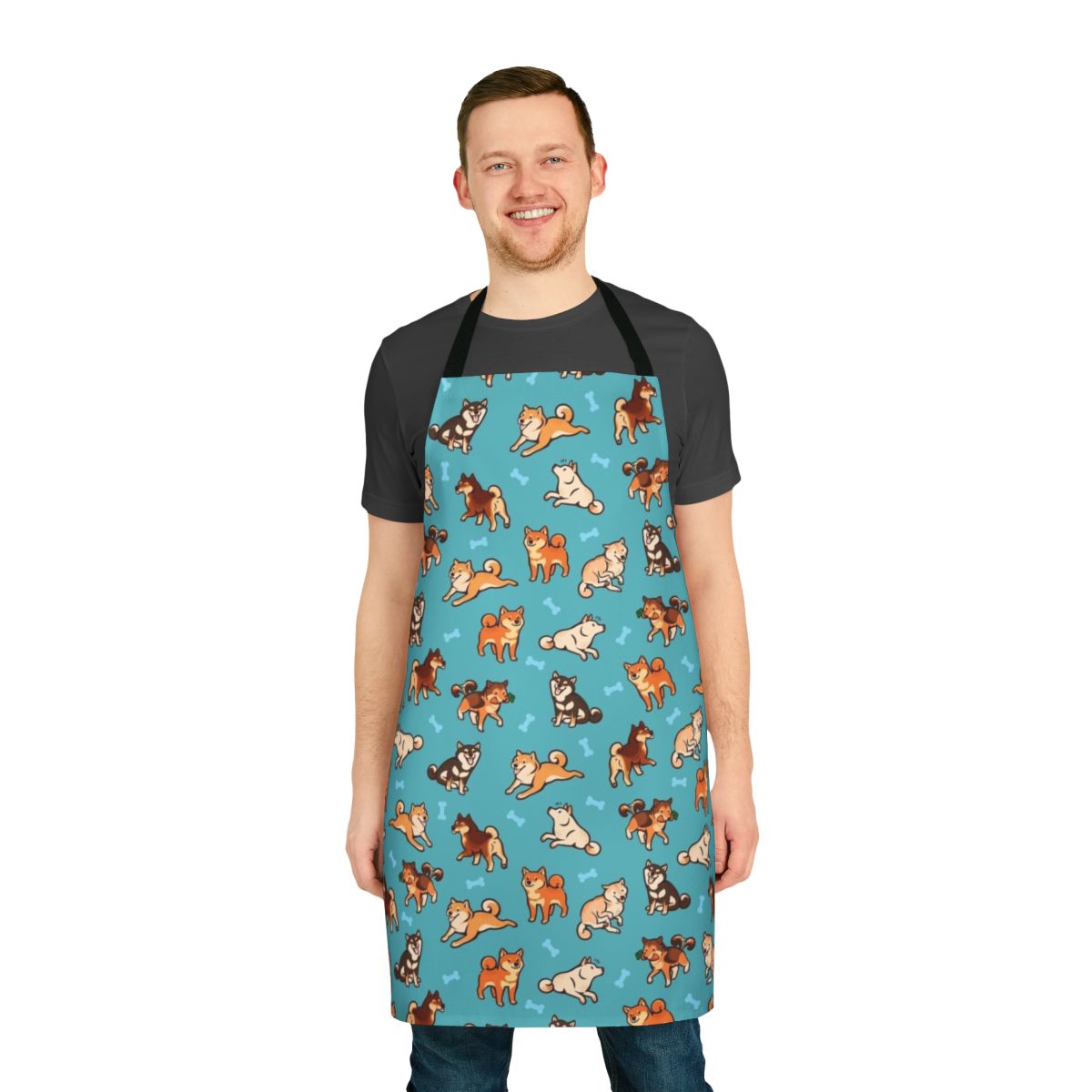 Shiba Inu Apron with Cute Blue Dog Pattern