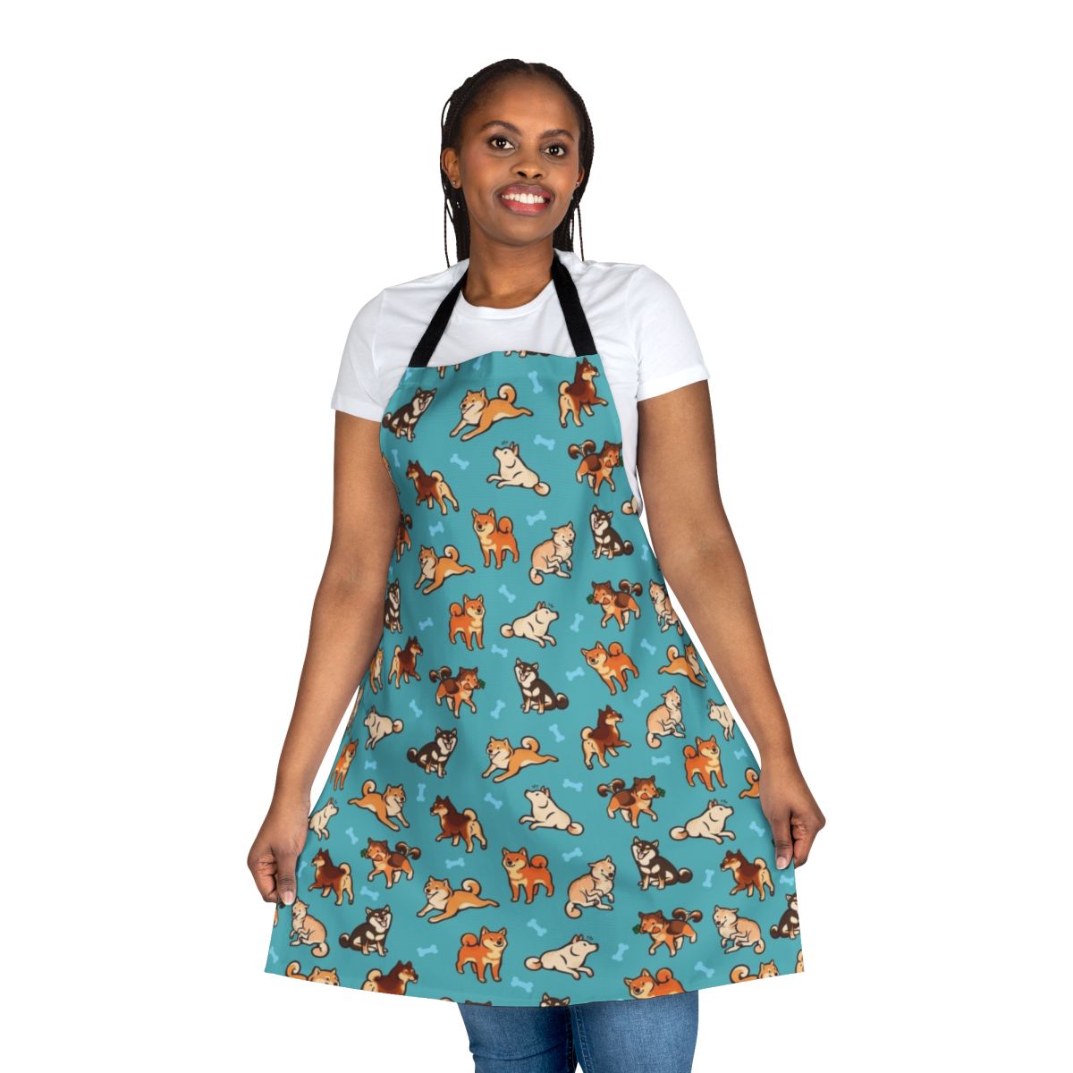 Shiba Inu Apron with Cute Blue Dog Pattern