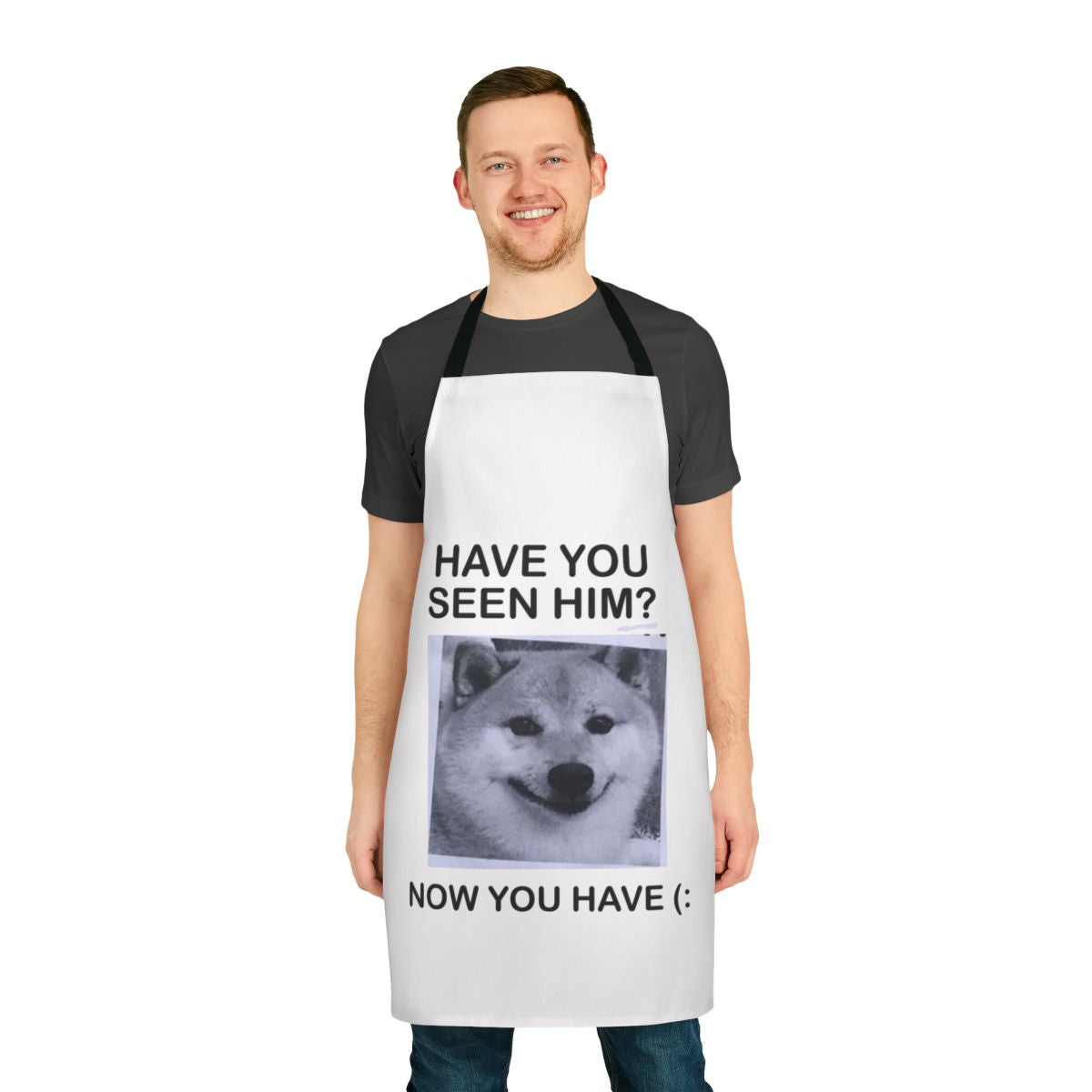 Playful Shiba Inu dog printed on a high-quality apron