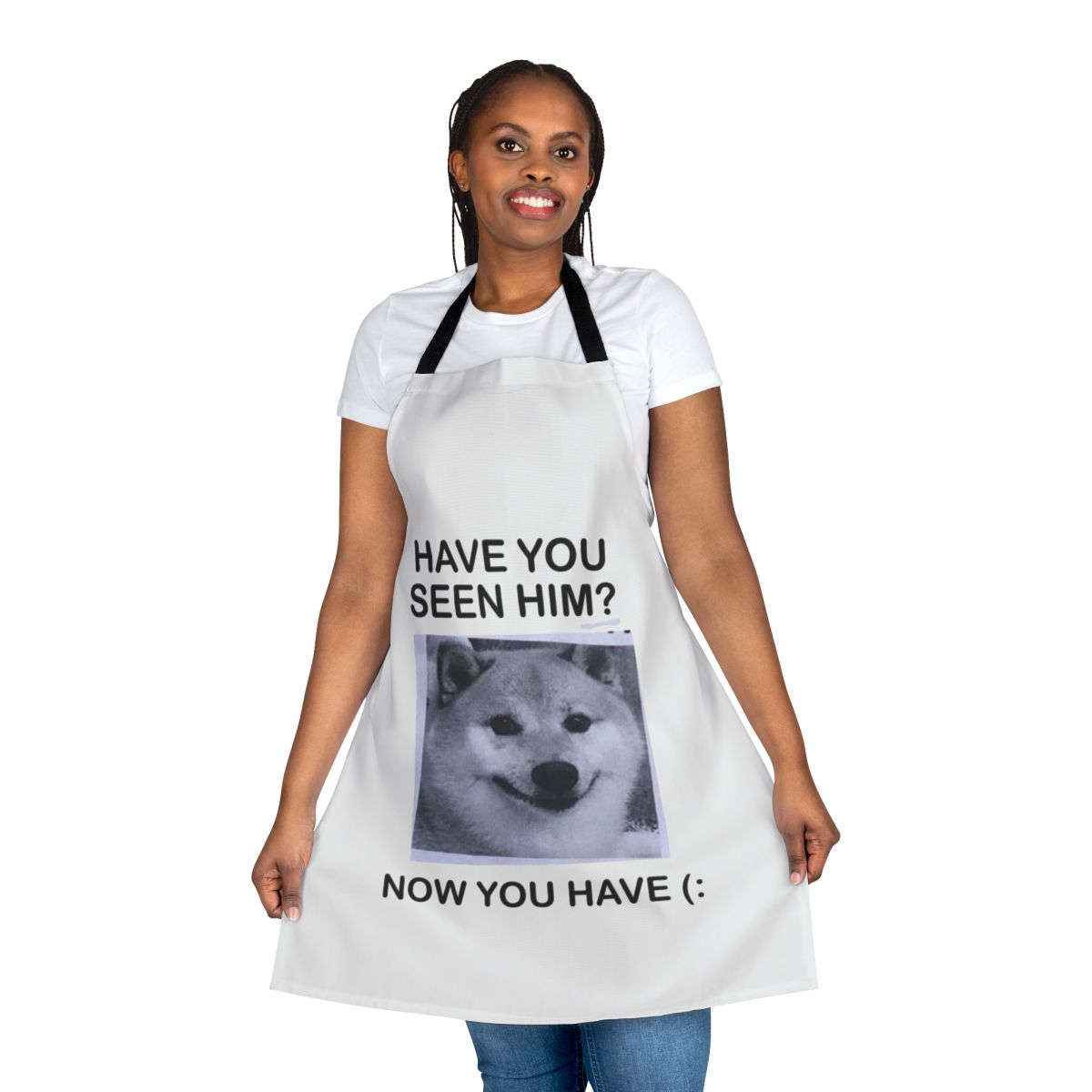Playful Shiba Inu dog printed on a high-quality apron
