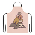 Illustration of a stack of cute cartoon sloths on a kitchen apron