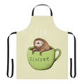 Sloth-themed apron with a cute, pun-filled design for coffee and tea drinkers