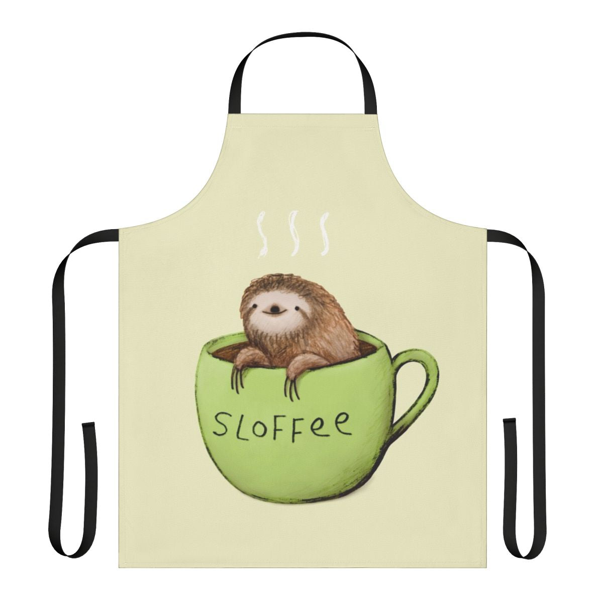 Sloth-themed apron with a cute, pun-filled design for coffee and tea drinkers