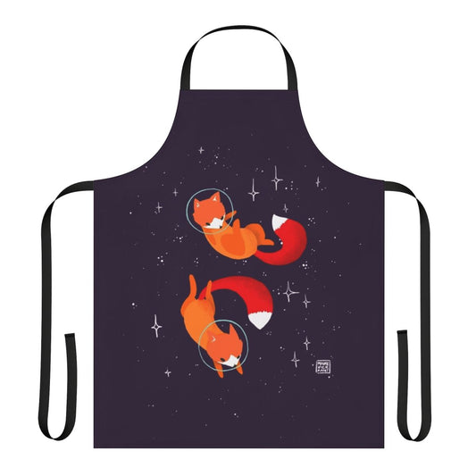 Illustration of a cute space fox character wearing an astronaut suit against a starry galaxy background